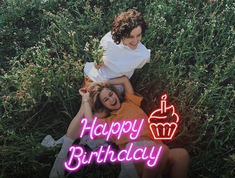 birthday card neon