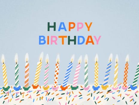 birthday card candles&cake