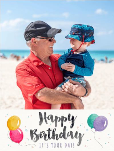 birthday card photo upload balloons