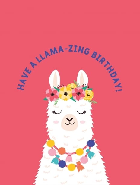 birthday card llama