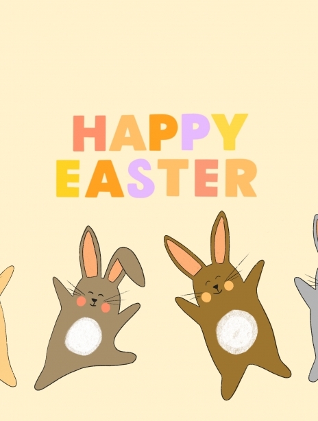 Personalised Easter Card Cheerful Bunnies