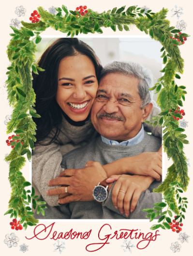 Festive Holly Seasons Greetings Card