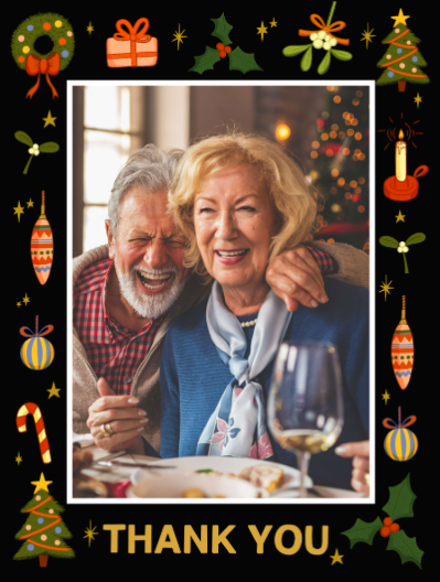 Festive Personalised Christmas Thank You Cards