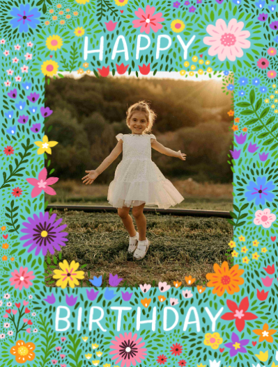 Personalised Folksy Floral Birthday Card