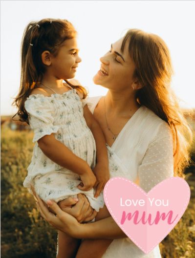 Love You Mum Mothers Day Heart Card