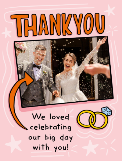Your Personalised Wedding Photo Thank You Card
