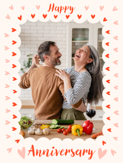 Personalised Hearts Border Anniversary Card