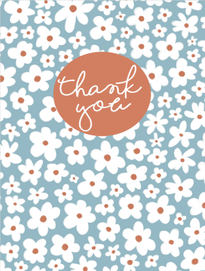 Whimsical Floral Thank You Card