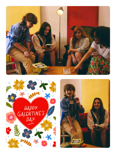 Happy Galentines Day Floral Heart Card