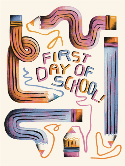 Whimsical First Day School Card