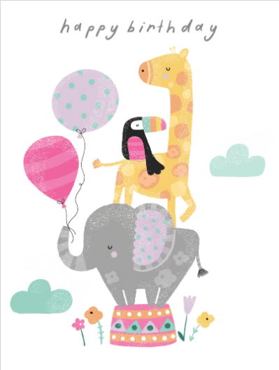 Playful Animal Stack Birthday Wishes