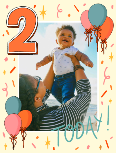 Two Today 2nd Birthday Celebration Card