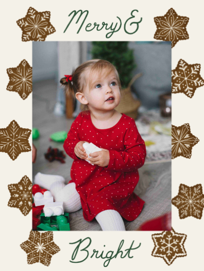 Merry & Bright Festive Gingerbread Photo Card