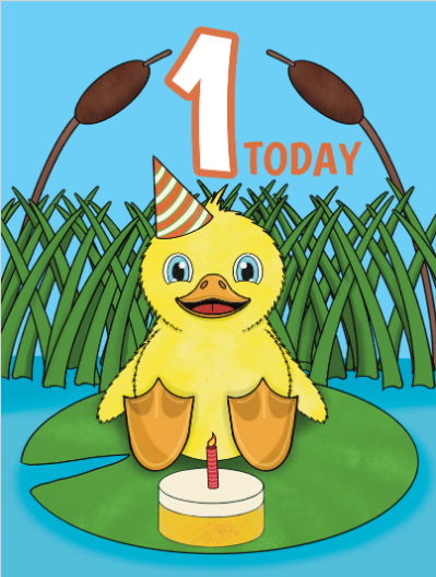 Personalised 1st Birthday Duckling Card