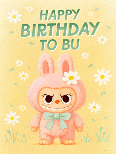 Personalised Whimsical Bunny Birthday Card