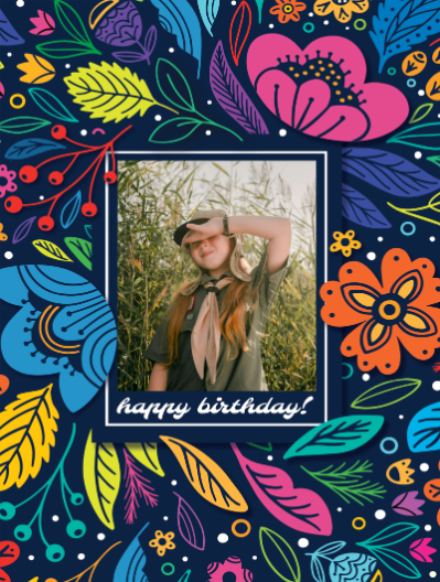 Vibrant Folk Art Personalised Birthday Card